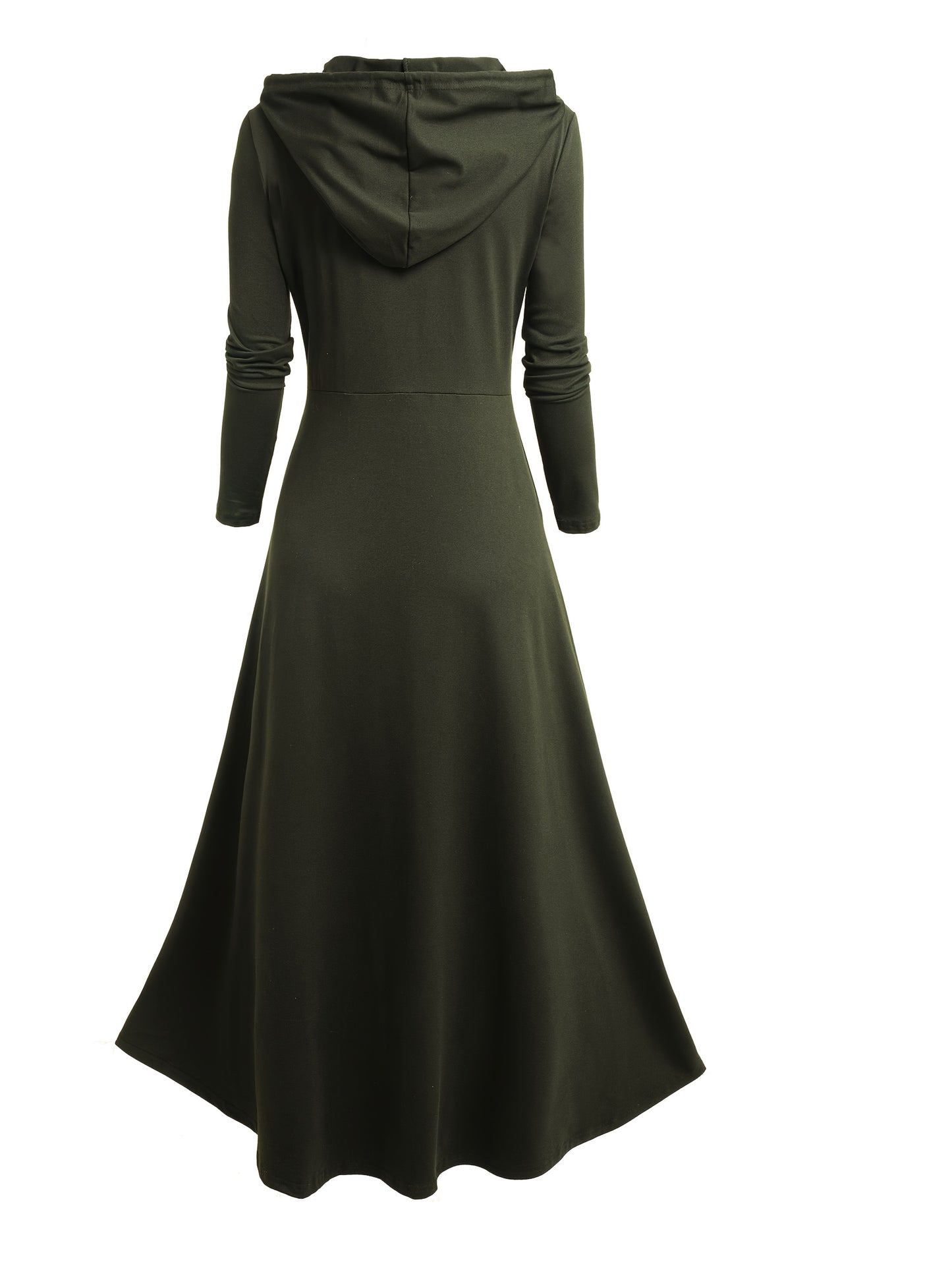 Gothic Style Zip Up Jacket, Casual Long Sleeve Hooded Extra-long Swallowtail Jacket for Holiday & Cosplay, Women's Clothing