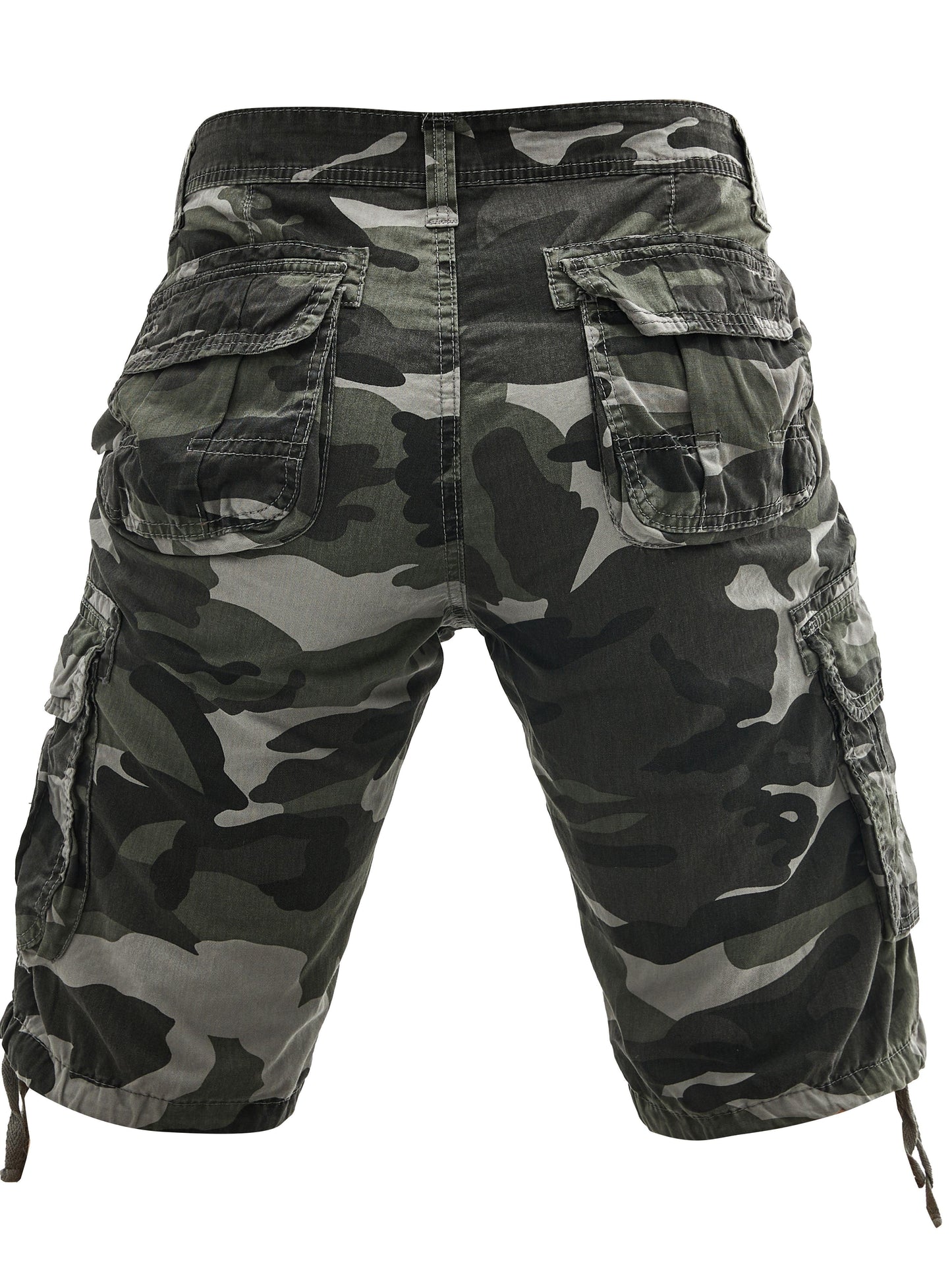 Three-pc Large Size Men's Camouflage Print Outdoor Multi-Pocket Work Shorts, PLUS SIZE
