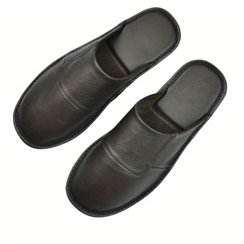 Spring Autumn Summer Leather Slippers Homes in Indoor Slipper Spring Autumn Summer Men Women Elderly Non-Slip Casual Single Slides Shoes