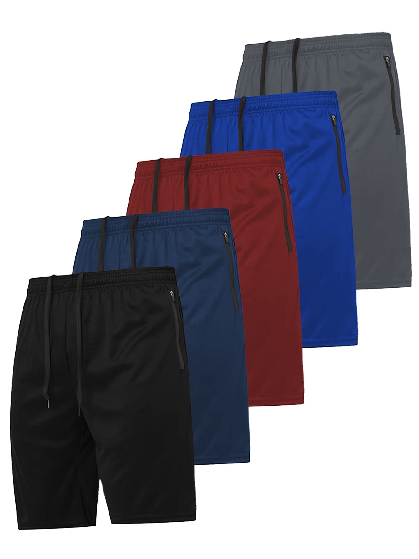 Men's Black + White + Gray + Blue + Navy Blue Polyester Shorts - product view 14