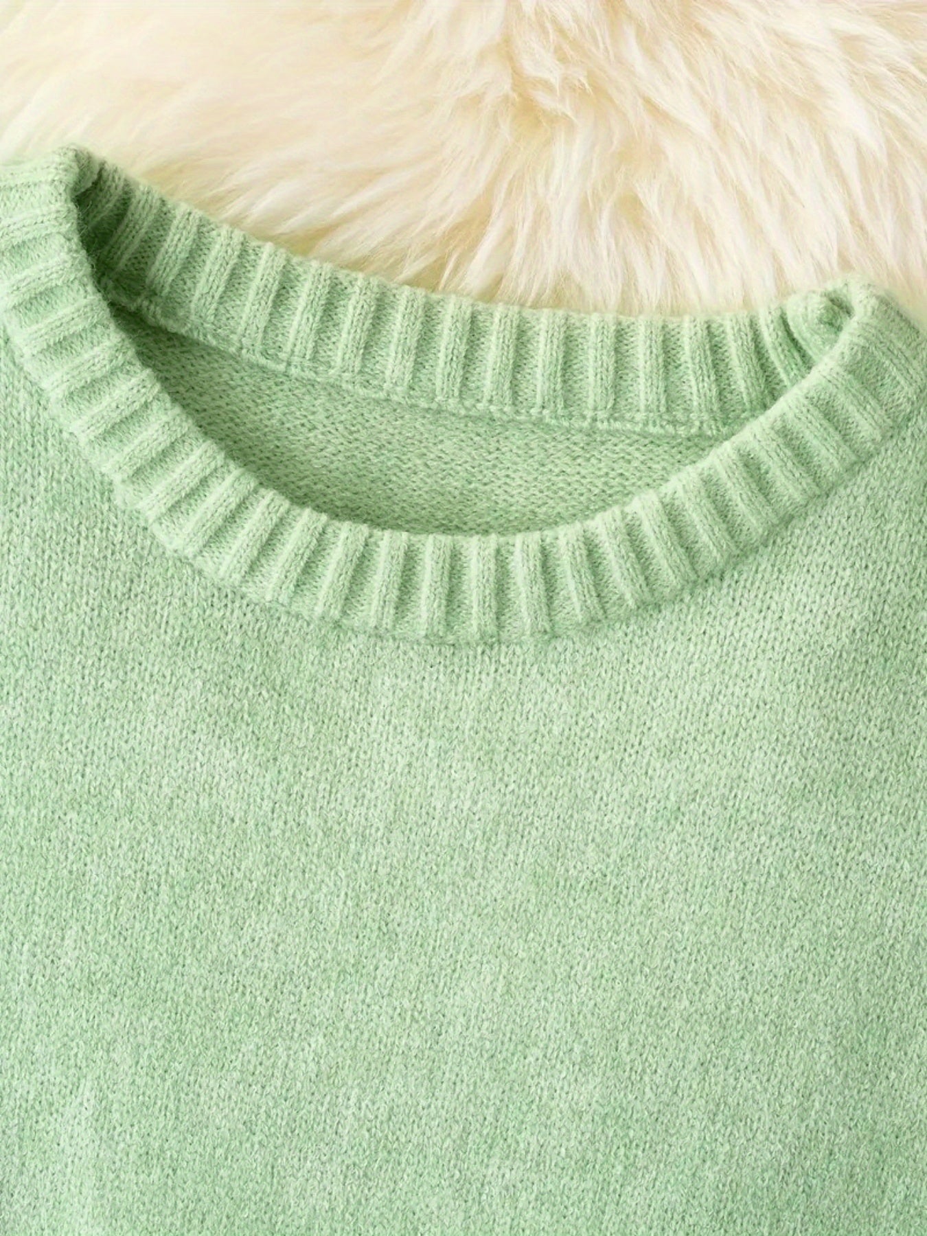 Plus Size, Women's Plus Size Light Green Sweater - Soft Turquoise Pullover Sweater, Cozy Crewneck Sweater for Fall/Winter, Oversized Drop Shoulder Design, Casual Everyday & Formal Outfits - Easy Care Sweater for Women with Cloud-Like Texture, Relaxed Fit,