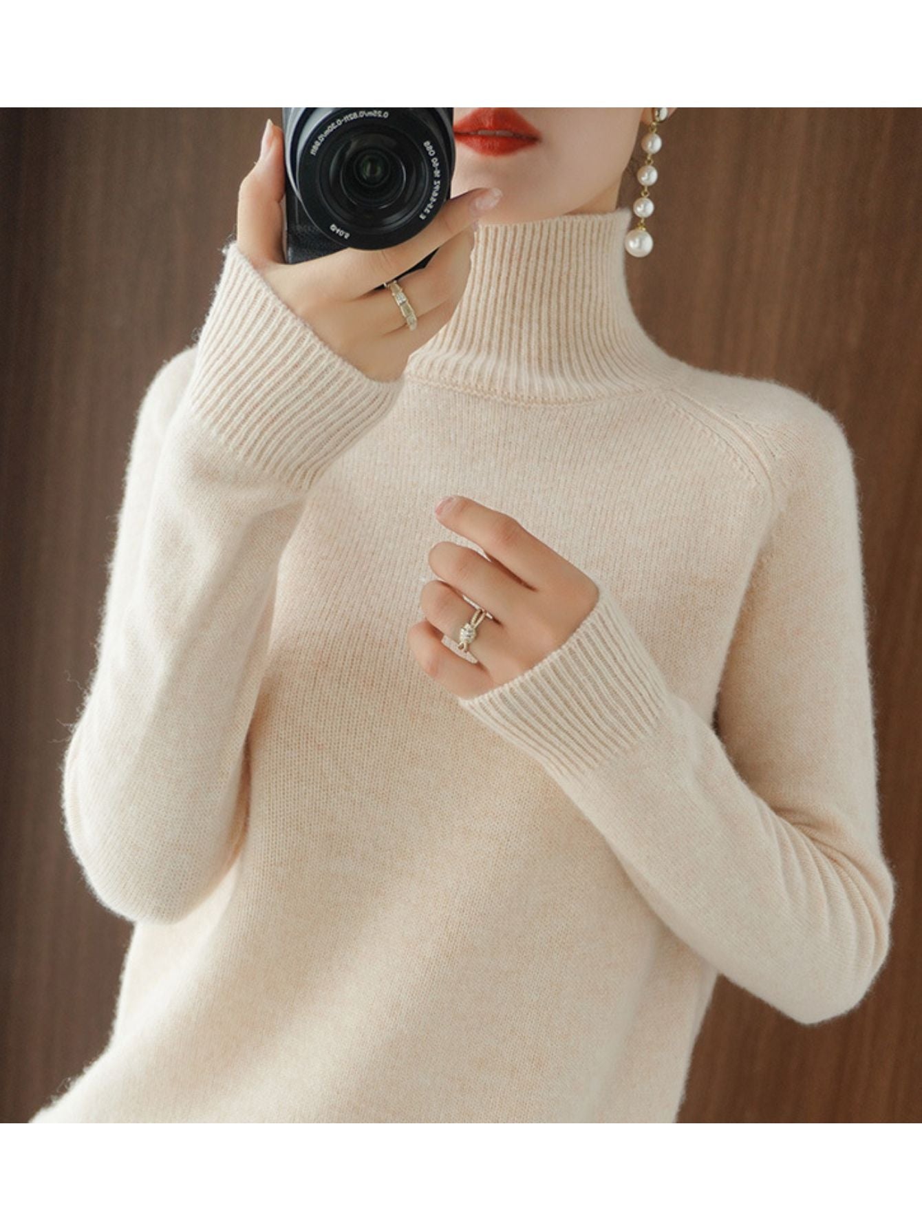 1pc New Cashmere Thick Turtleneck Sweaters Long Soft Sleeve Casual Pullovers