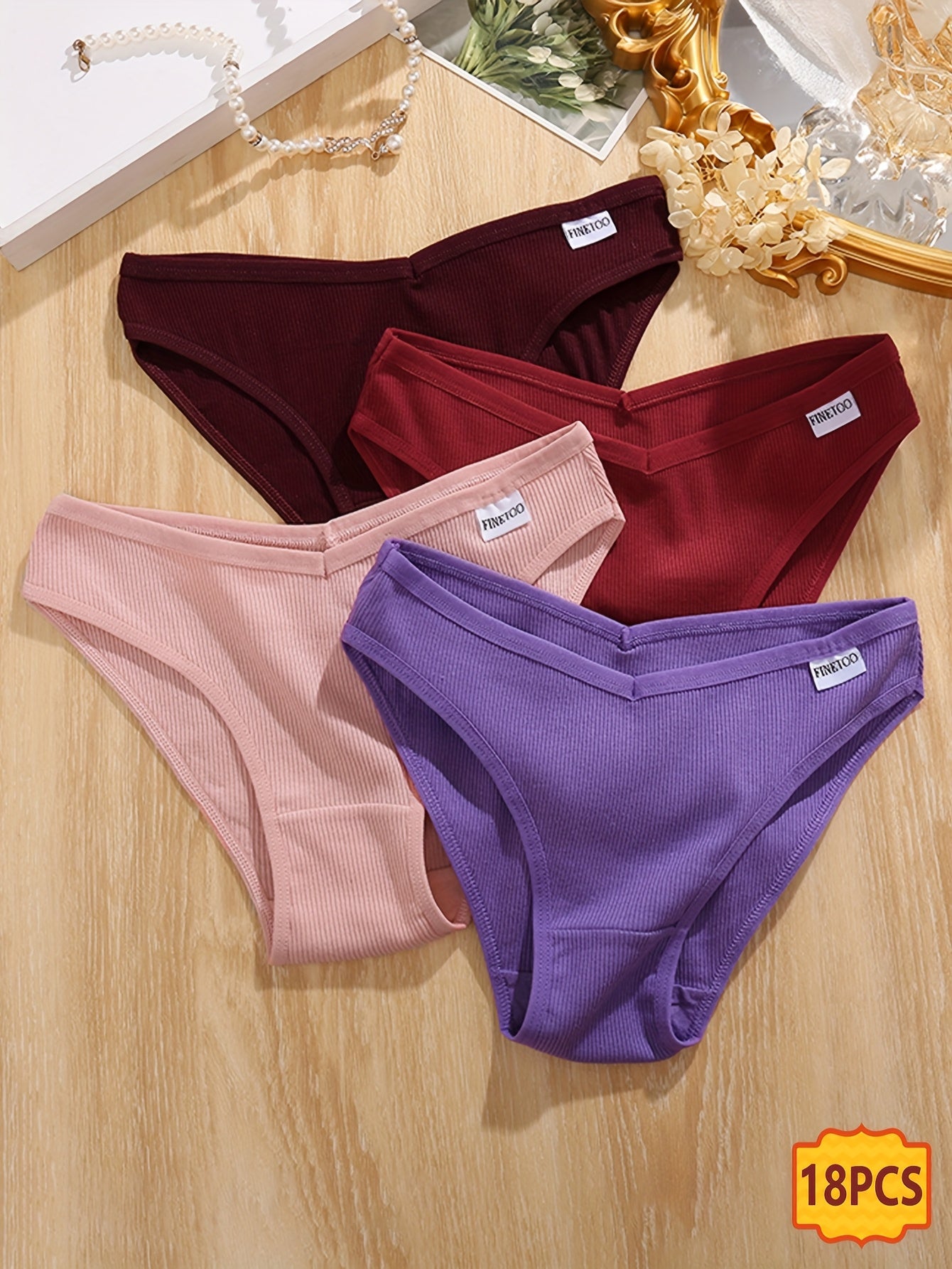 18pcs V-neck Underwear, Fashionable, Elegant, Breathable, Comfortable And Skin Friendly Underwear, Suitable for Daily Commuting, Women's Underwear And Underwear