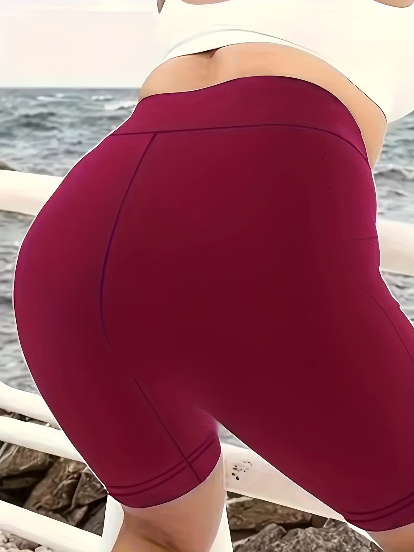 PLUS Size High Waist Leopard Print Sport Shorts With Side Pocket - Spring Summer New Arrivals