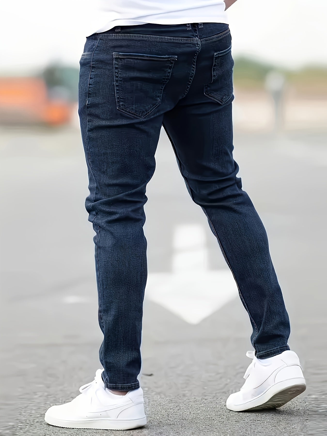 3pcs Men's Slim Fit Jeans - Heavy- Washed Streetwear Pants Suitable for All Seasons, Stretchable Basic Style with Washed, Year-Round Wear for Casual & -Casual Outfits