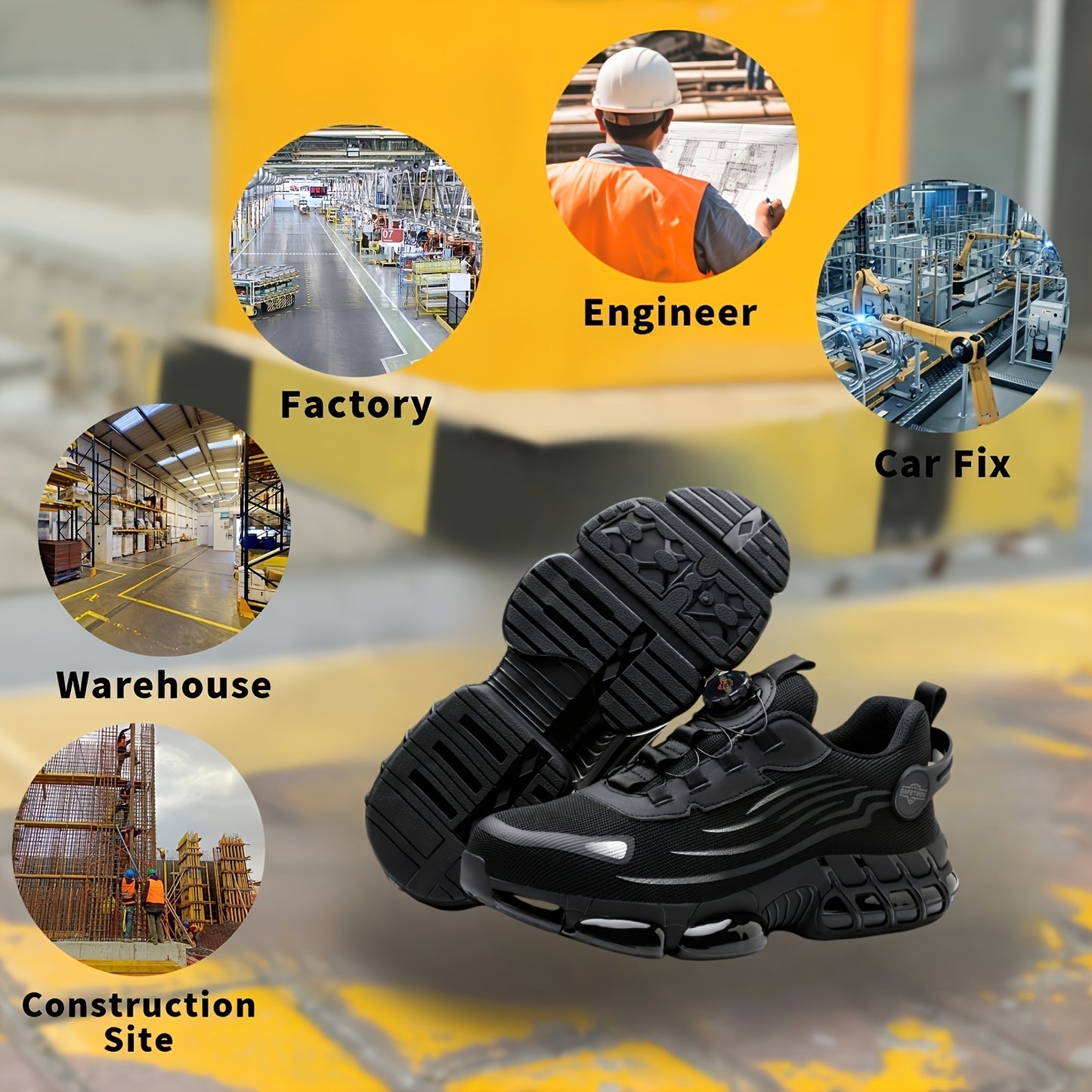 Men's Heavy-Duty Safety s-Like Shoes - Protection, Shock-Absorbing Non-Slip MD Sole, Breathable Low-Top Industrial/Outdoor Boots for,, - All-Season Wear-Resistant (Casual) Sports Footwear
