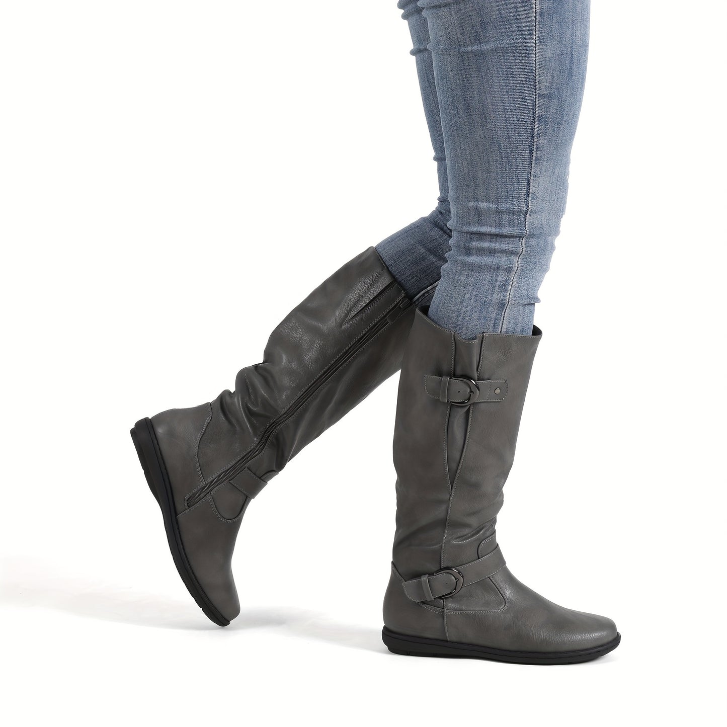 Women's Wide Calf Knee High Boots, Fashion Faux Fur-Lined Autumn Boots Winter Boots DurableComfortable Versatile Style Knee Length Women's Boots, Women Shoes