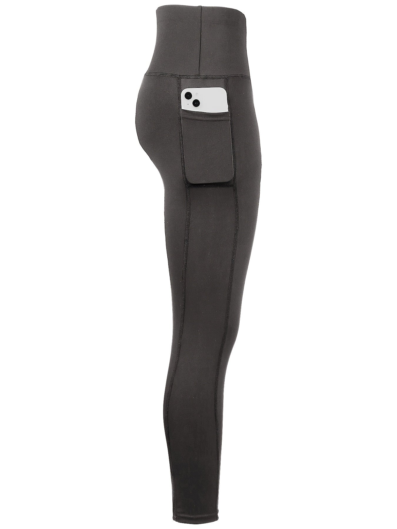1pc Women'S High-Waisted Yoga Pants with Pockets, Solid Color Fabric, Sporty Style, High Stretch Athletic Running Leggings for Adults Thanksgiving Day Christmas Costumes for Women