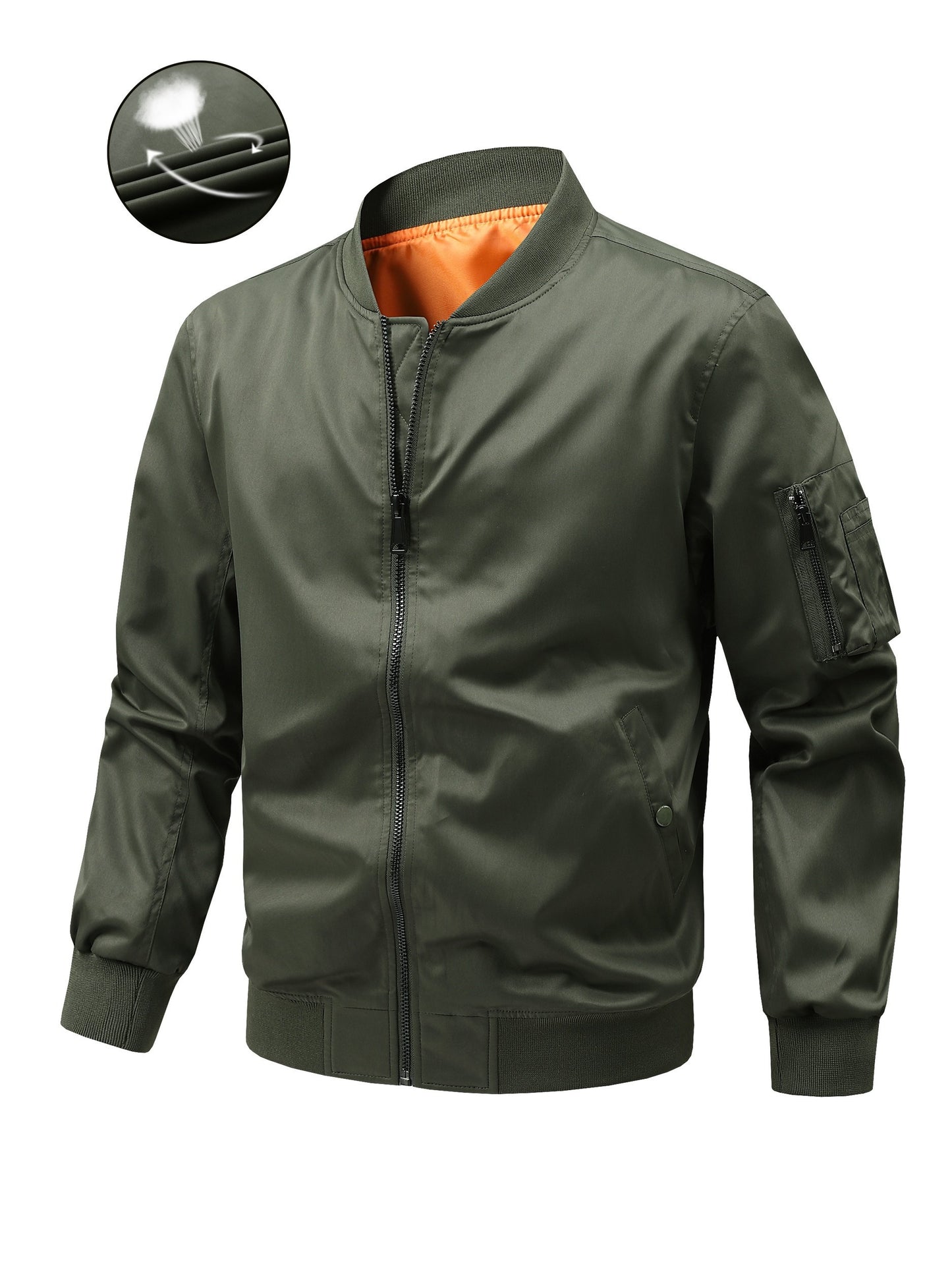 Men's Plus Size Windbreaker Jacket with Zip Closure And Baseball Collar, Casual Street Style, PLUS SIZE