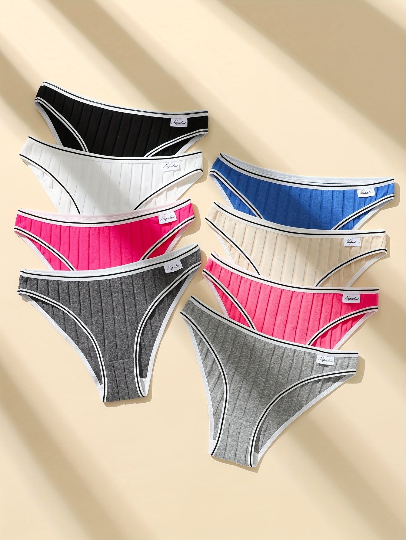 8pcs/Pack Women Thread Briefs Simple Soild Color Elastic Soild Color Breathable Ladies Panty