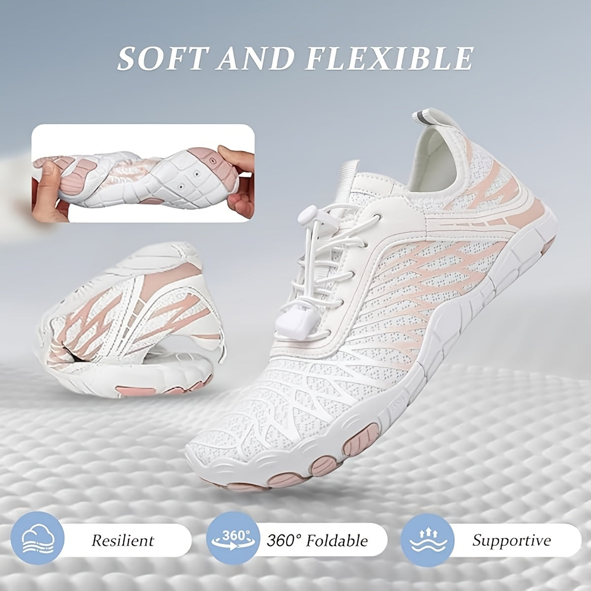 Women's Versatile Quick-Dry Sneakers: Lightweight, Non-Slip, Breathable Striped Aqua Shoes for All-Season Outdoor Adventurew Slip Lace Up Casual Shoes