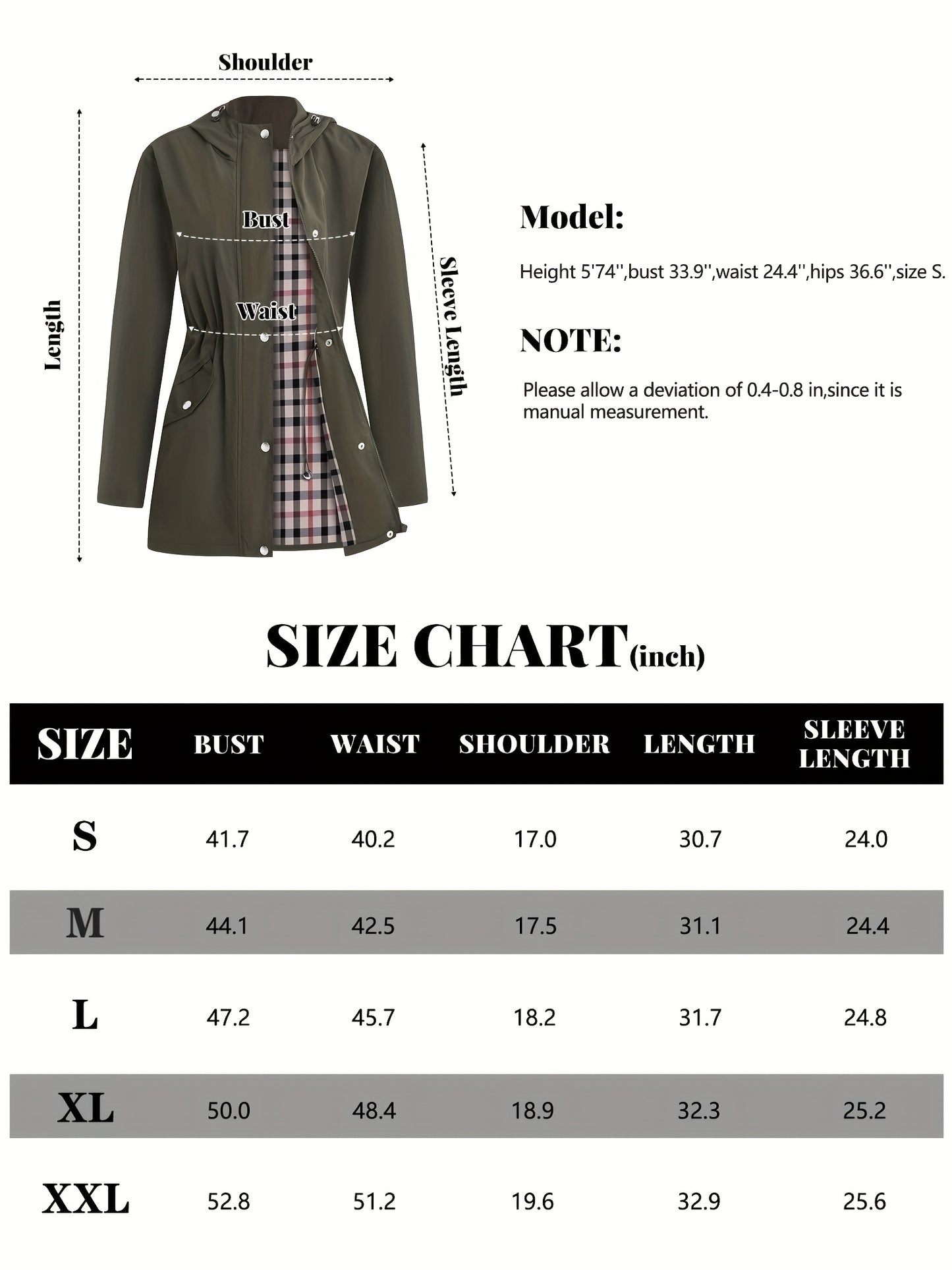 Women'S Lightweight Raincoat - Breathable Windbreaker Jacket With Adjustable Hood, Stylish Trench Coat For Outdoor & Work, Machine Washable, X-Shape Design