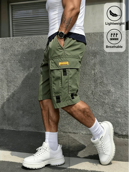 3pcs Men's Cargo Shorts with Multi-Pocket & Drawstring Waist - Lightweight Loose-Fit Shorts Suitable for Outdoor,, Streetwear, Casual Wear - Summer Shorts with Utility Belt for Daily Use and Gift Choice