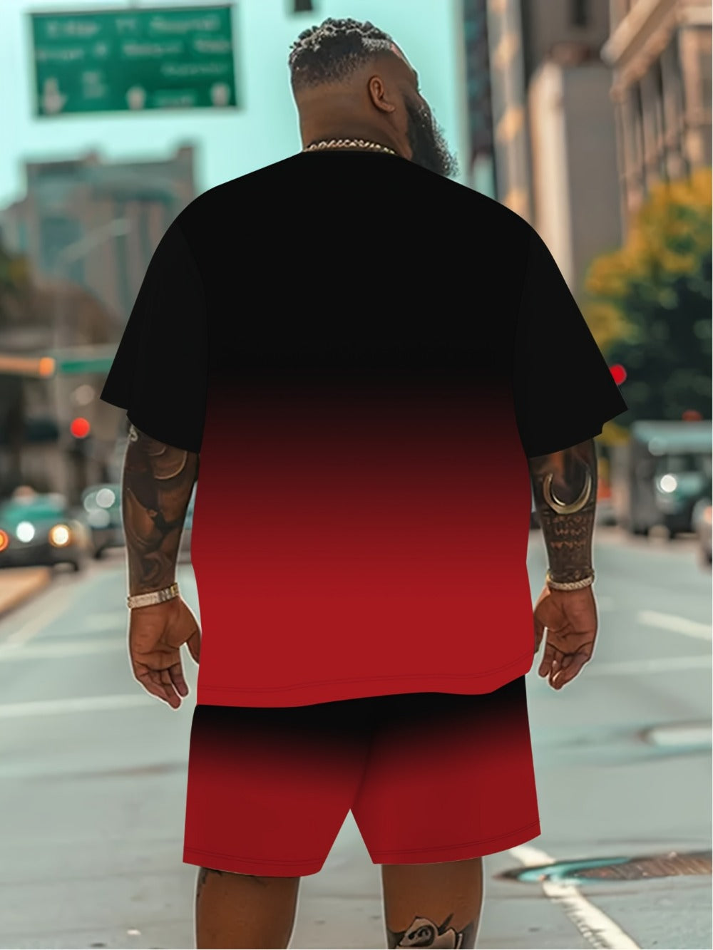 Men's Athletic Shirt and Shorts Set - Resort Print Summer Style