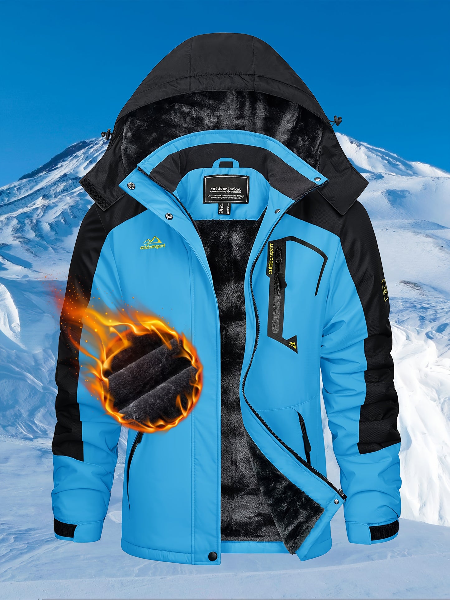 Women'S Warm Ski Jackets Winter Windproof Thermal Fleece Lined Coats Outdoor Detachable Hooded Heavy Weight Thick Jacket Camping Climbing Traveling Snowboard Windbreaker
