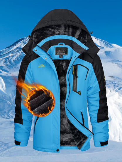 Women'S Warm Ski Jackets Winter Windproof Thermal Fleece Lined Coats Outdoor Detachable Hooded Heavy Weight Thick Jacket Camping Climbing Traveling Snowboard Windbreaker