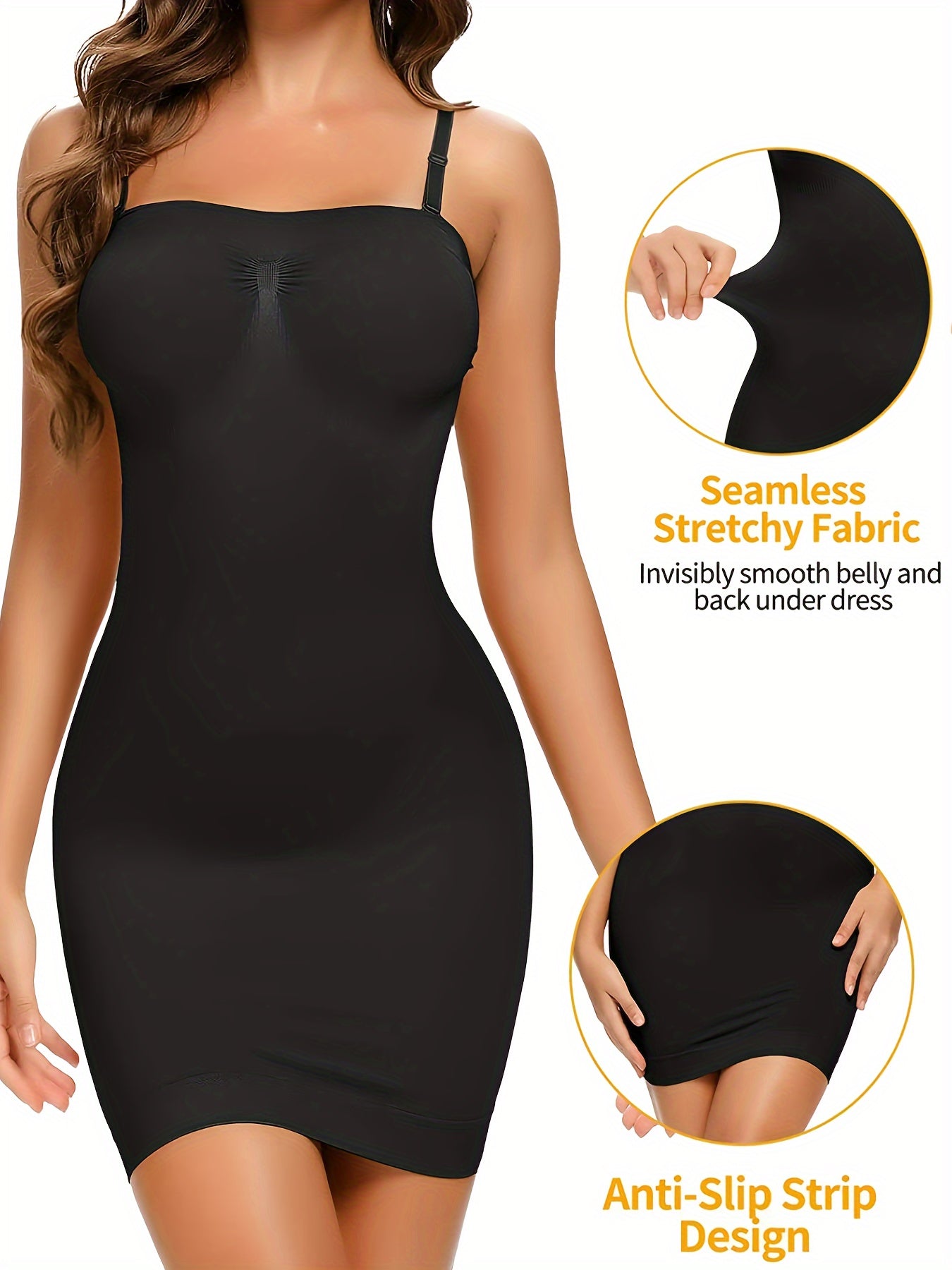 2pcs Women'S Tummy Tuck Shapewear Dress, Adjustable Spaghetti Straps Full Body Shaping Petticoat, Slips for Women Under Dress, Shapewear for Women Tummy Control, Firm Shapewear Dresses for Women, Shapewear Dress