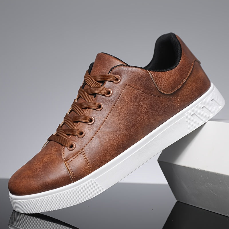 Men's Fashionable Multi-functional One-foot Casual Shoes, Anti-slip And Durable Sports Casual Shoes, Breathable Fabric Lining, PU Upper, Black/brown - Suitable for Outdoor, Sports And Daily Wear