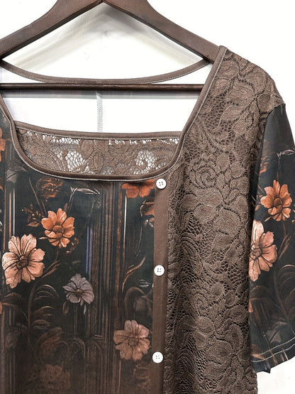 Women's Graphic T-Shirt - Lace Detail Style 511461