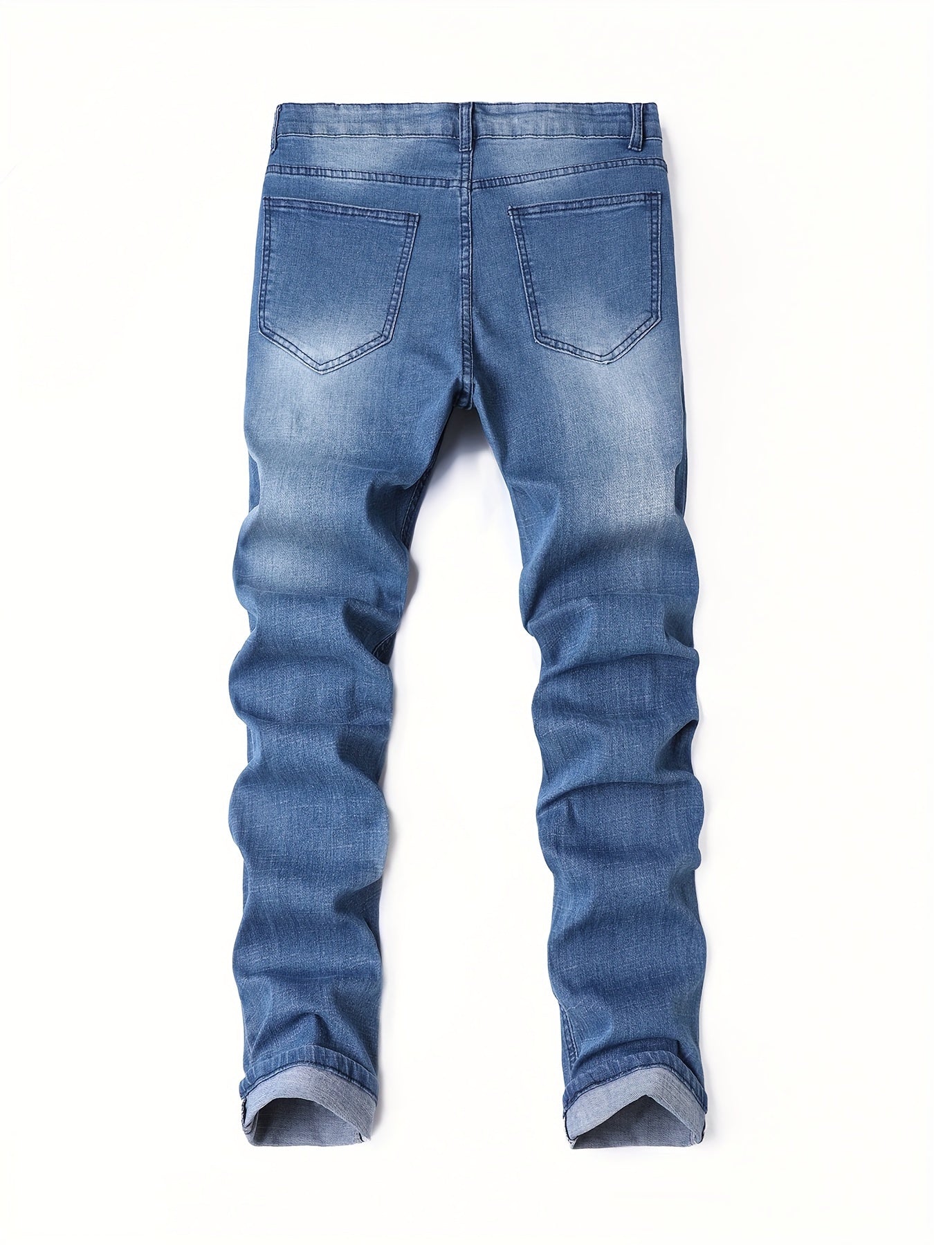Slim-Fit Distressed Jeans for Men - Stretch Denim Streetwear Trousers Featuring Ripped Accents, Comfortable Mid-Stretch Fabric, And a Hand-Washable Design Ideal for Casual Spring Outfits, Stylish Pant Option with Durable Material