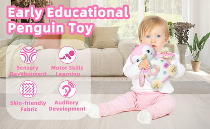 Penguin Baby Plush Toy with Rattle – Crinkle Sensory Soother