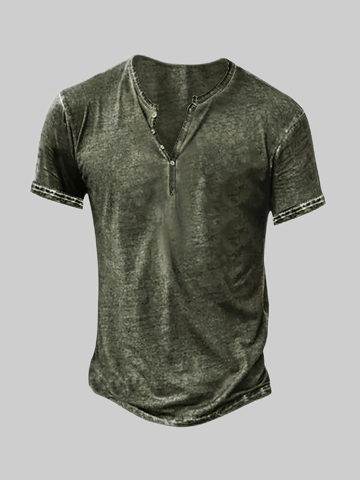 Mens Distressed Henley Shirts Short Sleeve Button T-Shirt Slim Fit Cotton Casual Shirt