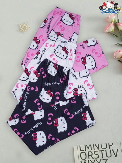 3pcs Hello Kitty Pajamas Pants Sanrio Anime Women's Pajama Pants Cartoon Couple Home Sleepwear Trousers Leisure Home Clothing