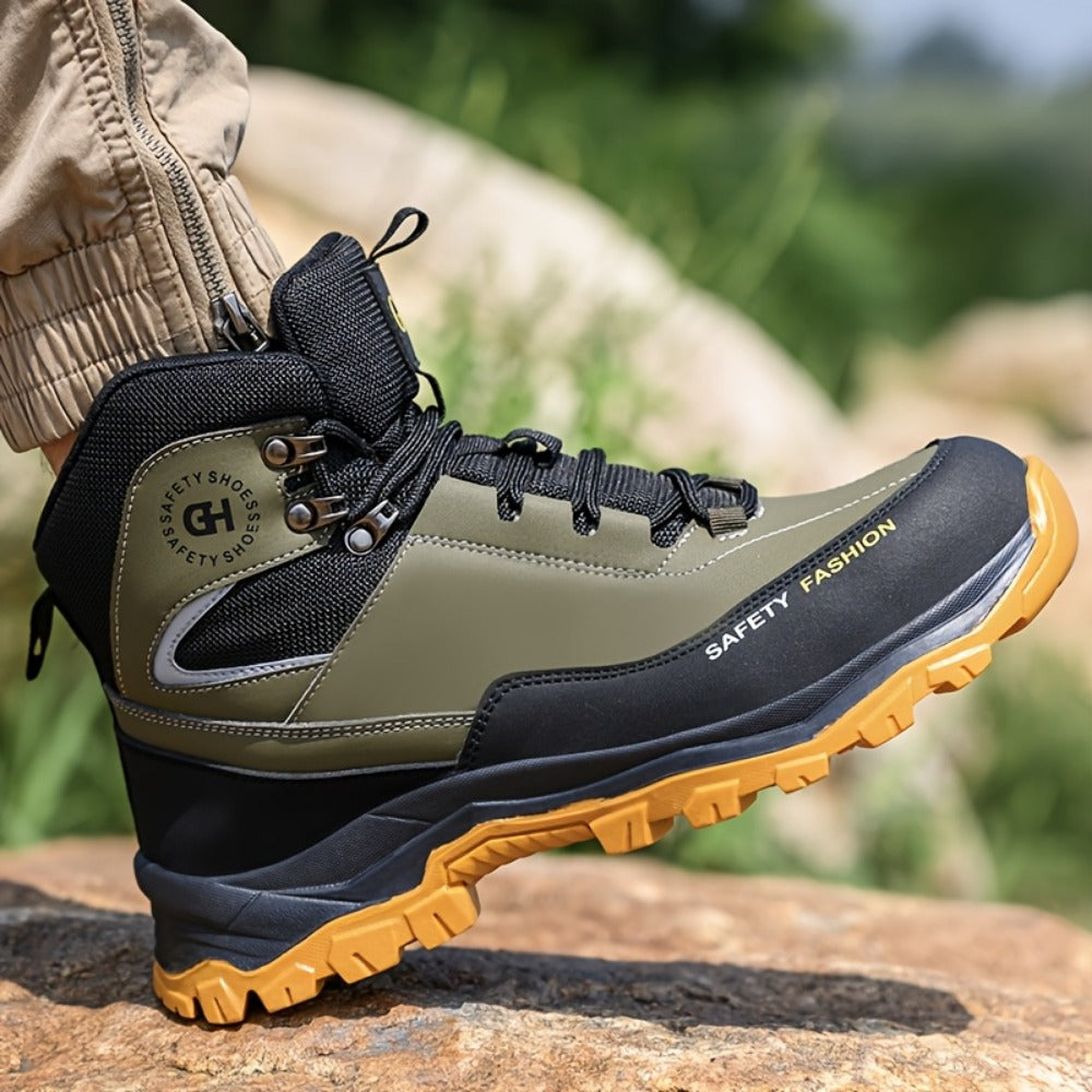 Men's Lace-Up Work-Style Shoes - Reinforced Toe and Rubber Sole