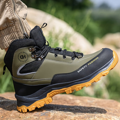 Men's Lace-Up Work-Style Shoes - Reinforced Toe and Rubber Sole