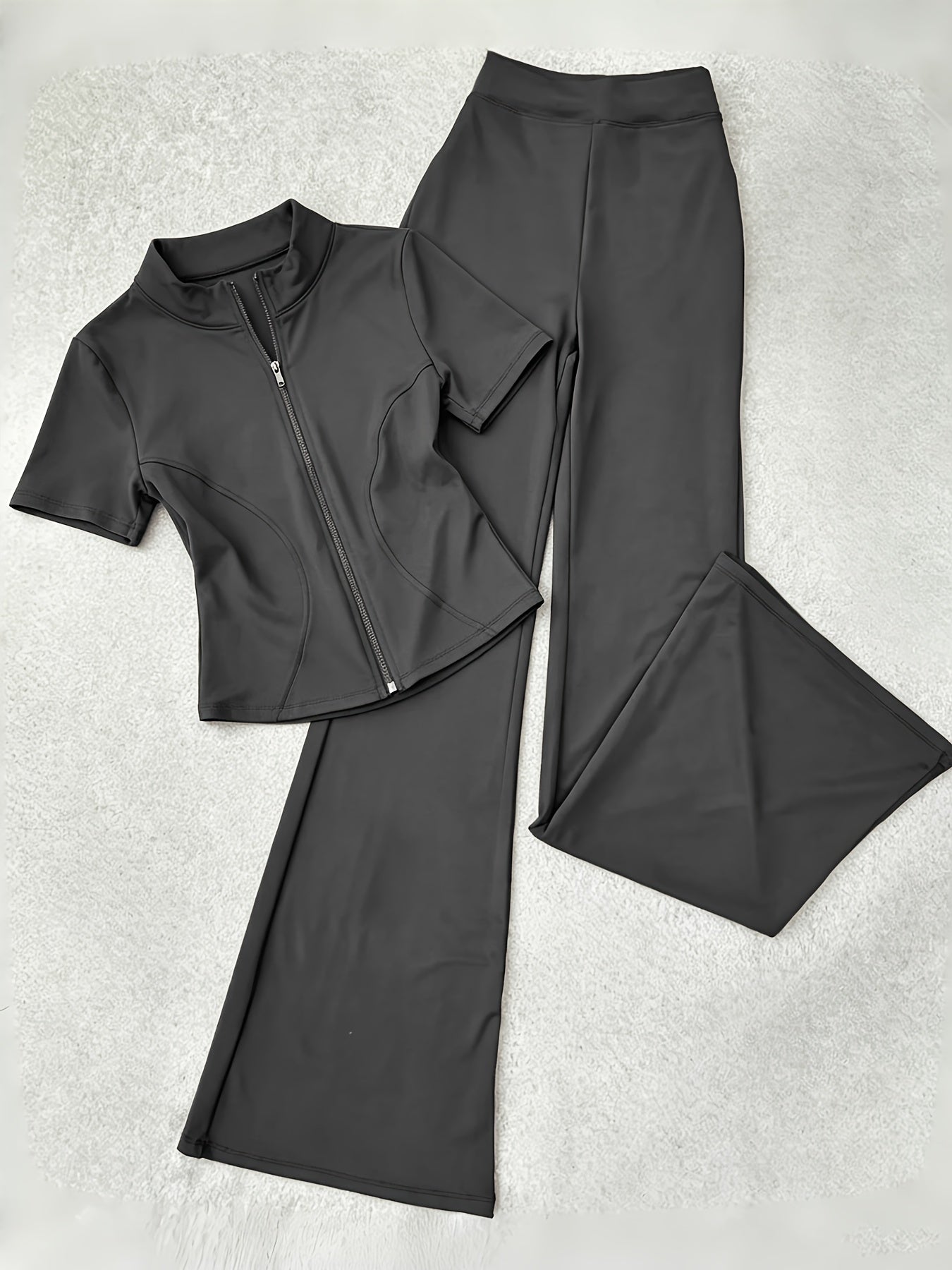 Women's Grey Polyester V-Neck Pants - product view 10