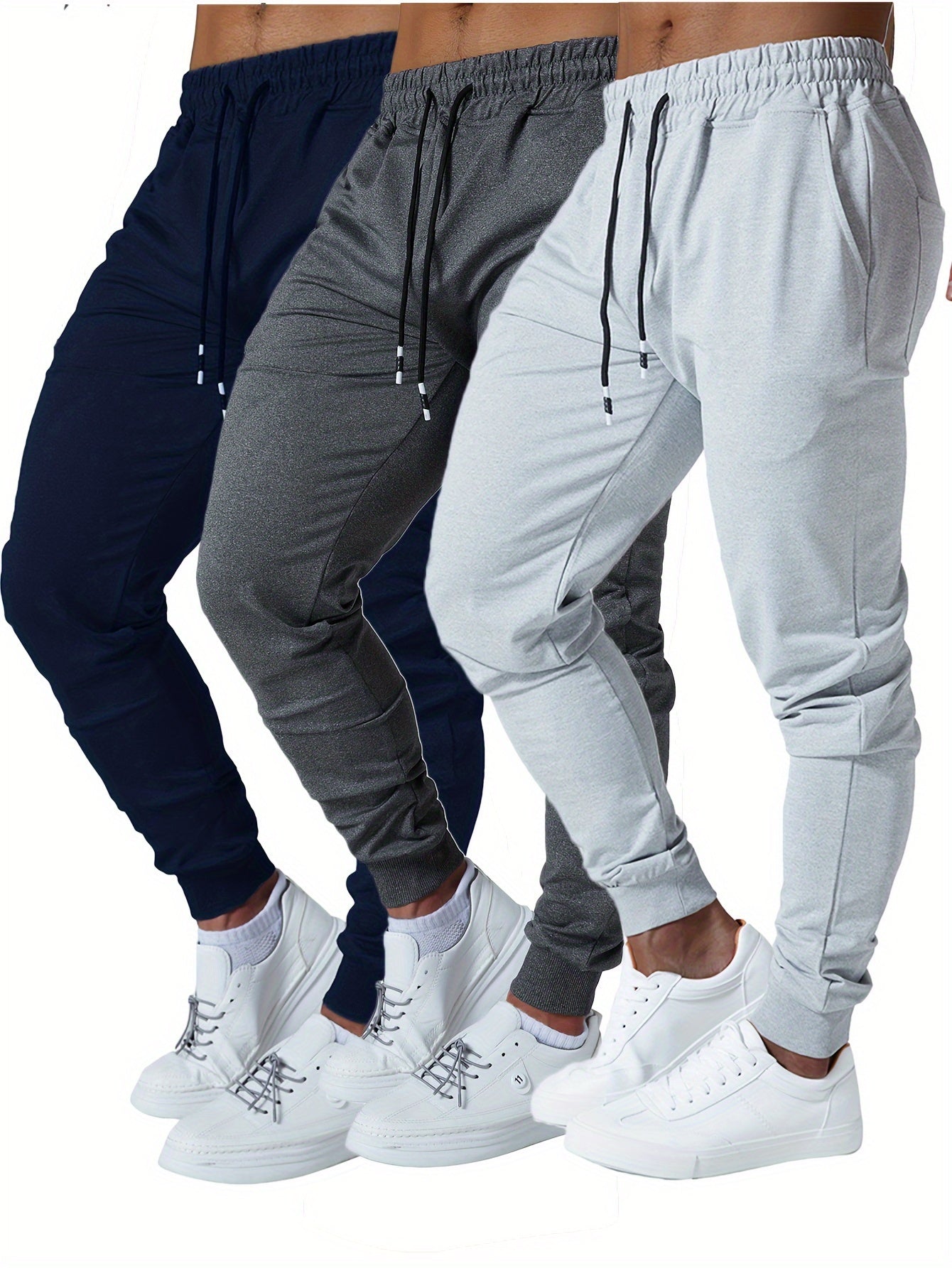 Set of 3 Men'S Athletic Joggers, Stylish Sweatpants for Sports