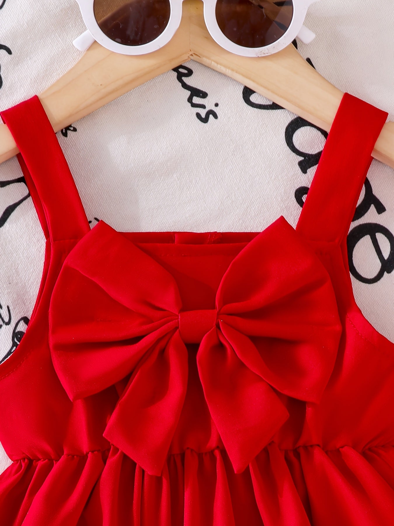 2pcs Baby Girls Set 3D Bow Sleeveless Cami Top Ruffle Trim Denim Shorts Summer Outdoor Play, for Outdoor