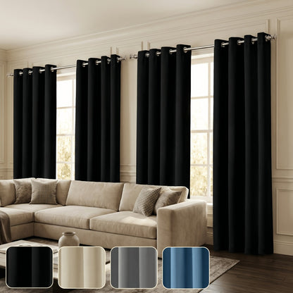 4-Piece Blackout Curtain Panels - Thermal Lining for Bedroom Privacy