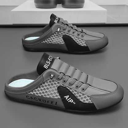 Men'S Slip on Breathable Non Slip Casual Shoes, Summer Trendy Color Block Round Toe Slippers for Outdoor Beach Walking Camping Casual Activities