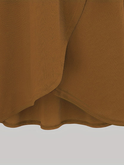 Women's Autumn New High-Waist Irregular Split Skirt with Lining, Mid-Length 2-in-1 Tie Dress