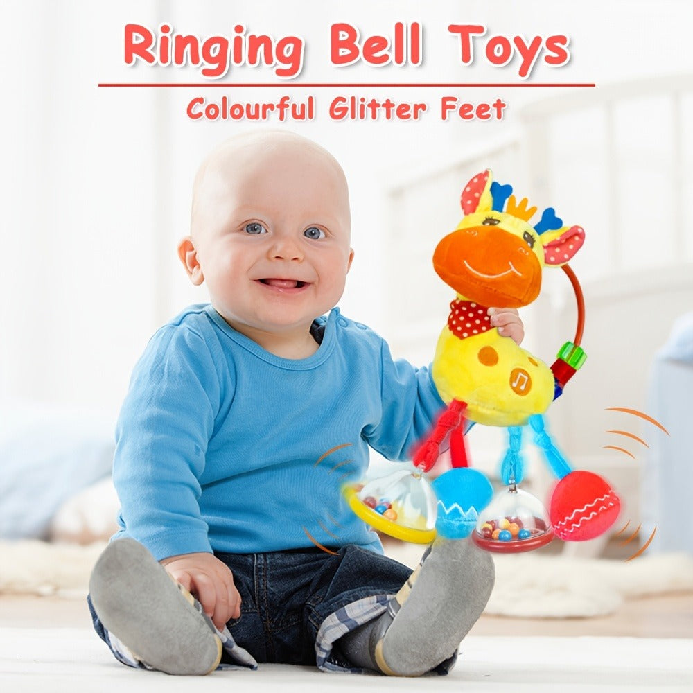 Deer Baby Plush Rattle Toy - Crinkle paper, rattle and squeak sensory play
