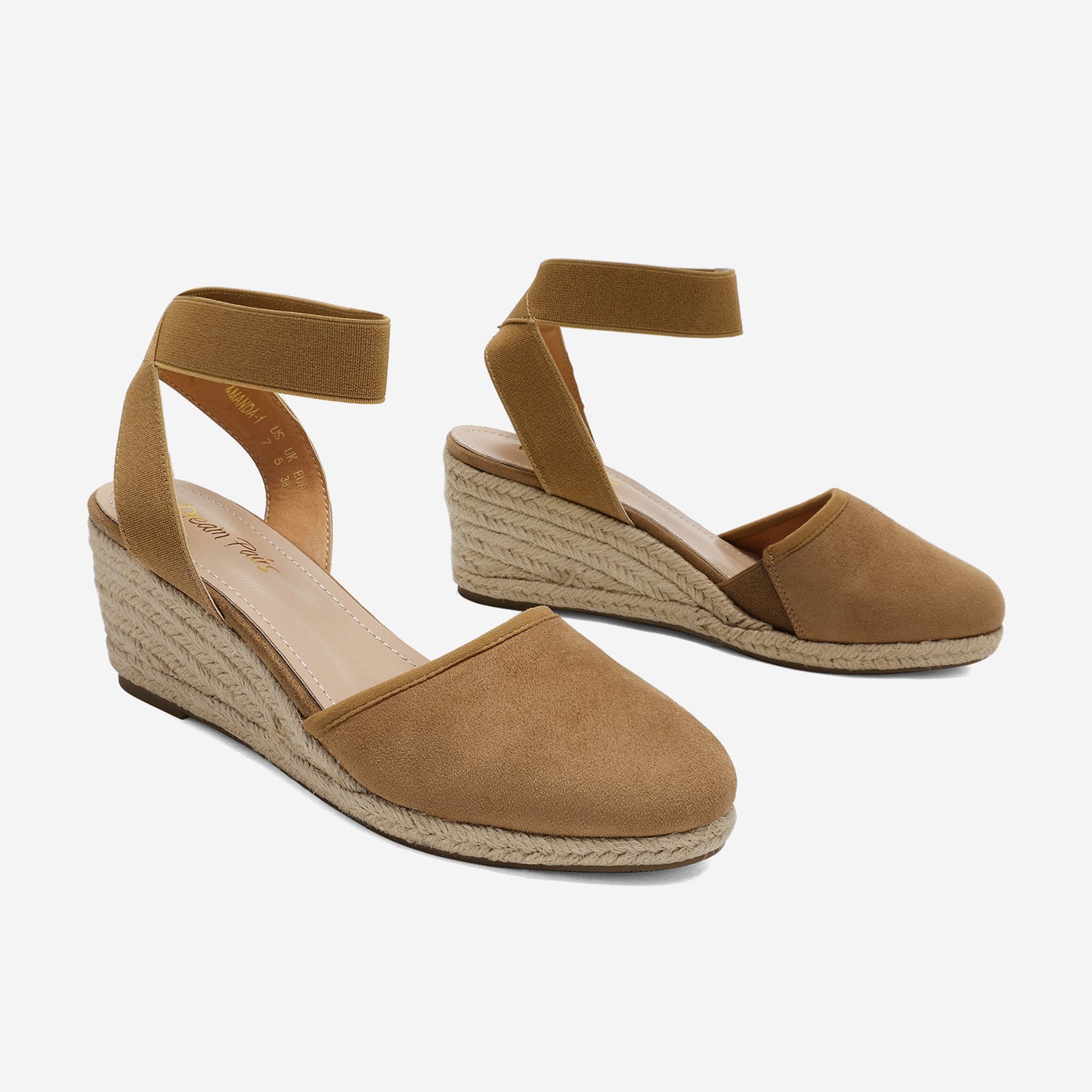 Women's Elastic Ankle Strap Espadrilles Wedge Pump Sandals