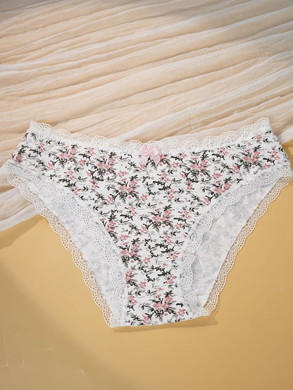 5pcs Women'S Underwear - Soft Breathable Low-Rise Briefs with Contrast Lace Trim, Seamless & Non- Restrictive Design, Light -Friendly Fabric for Everyday &, Comfortable & Stylish Lingerie, Underwear For Women, Underwear For Women High Quality