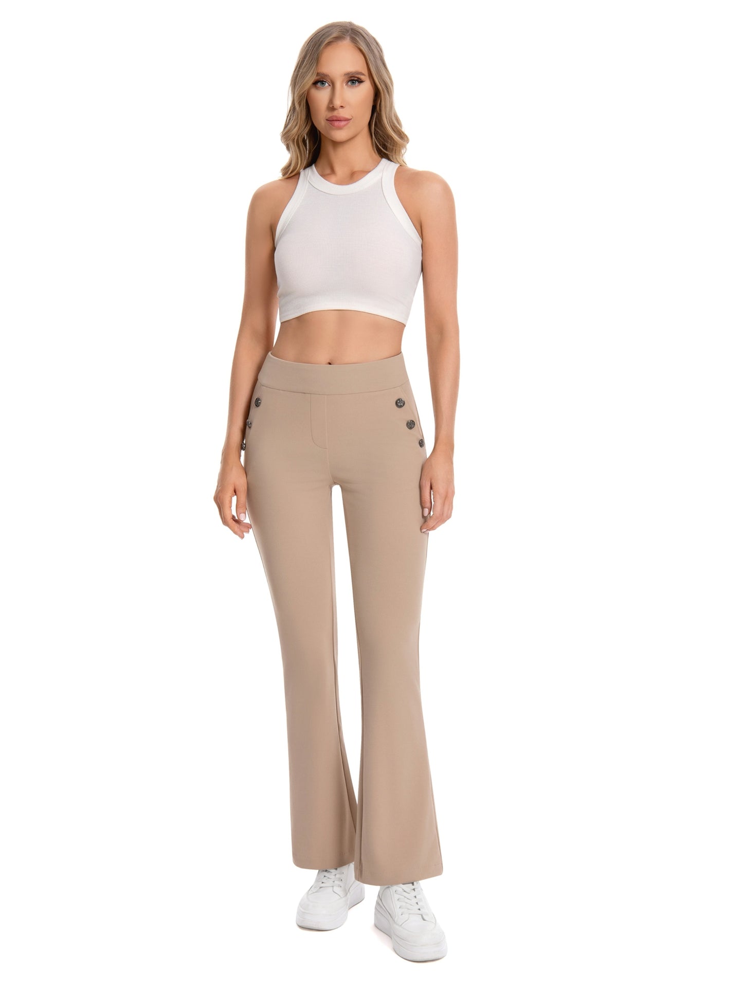 Casual Flare Pants With Sailor Button