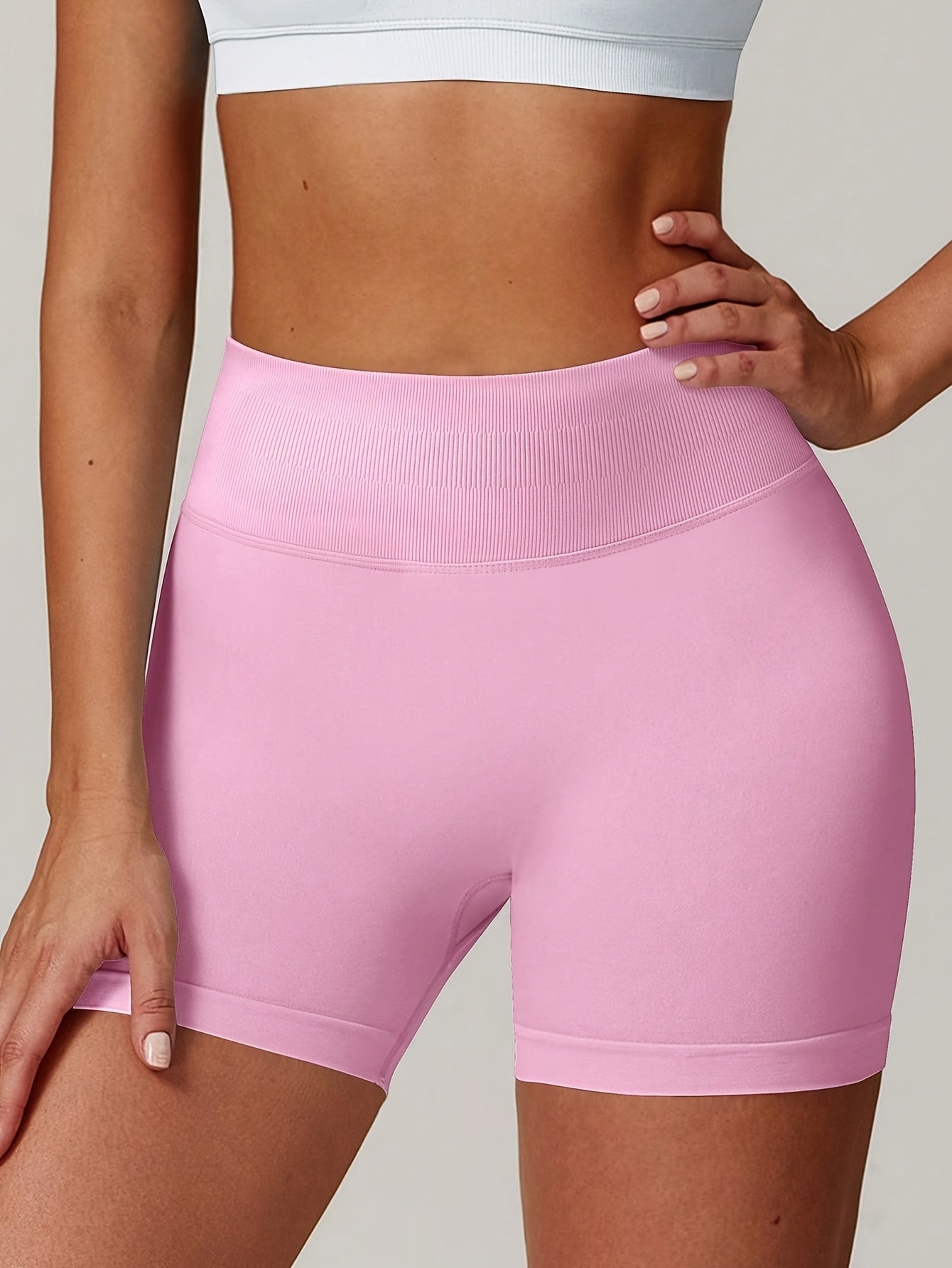 Women's 3PCS-Black Rice Powder Knit High-Waist Shorts - product view 34