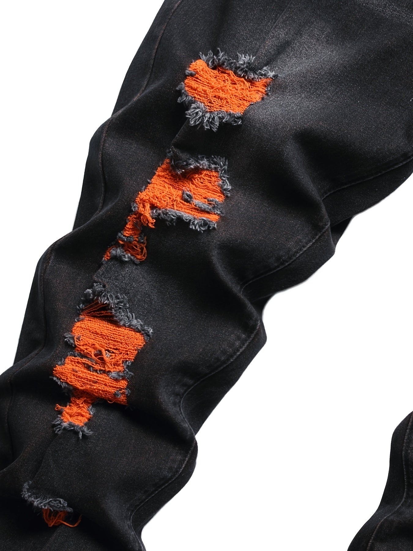 Two-pack Men's Ripped Stretch Slim-fit Ripped Jeans. They Are Suitable for All Seasons, Night Outings, Business Negotiations, Festive Parties, And Outdoor Activities. The Combination Of Orange And Light Green Is More Free And Happy.
