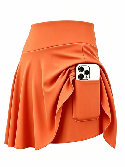 4pcs Women's Athletic Skorts Fake 2pcs Skirt Pants Elegant High Waist Skirt Summer Korean Style with Pockets Breathable Slim Fit Yoga Skirt Built-in Shorts Anti-Exposure Running Fitness Tennis Sports Skirt Gift for Wife Family Friends