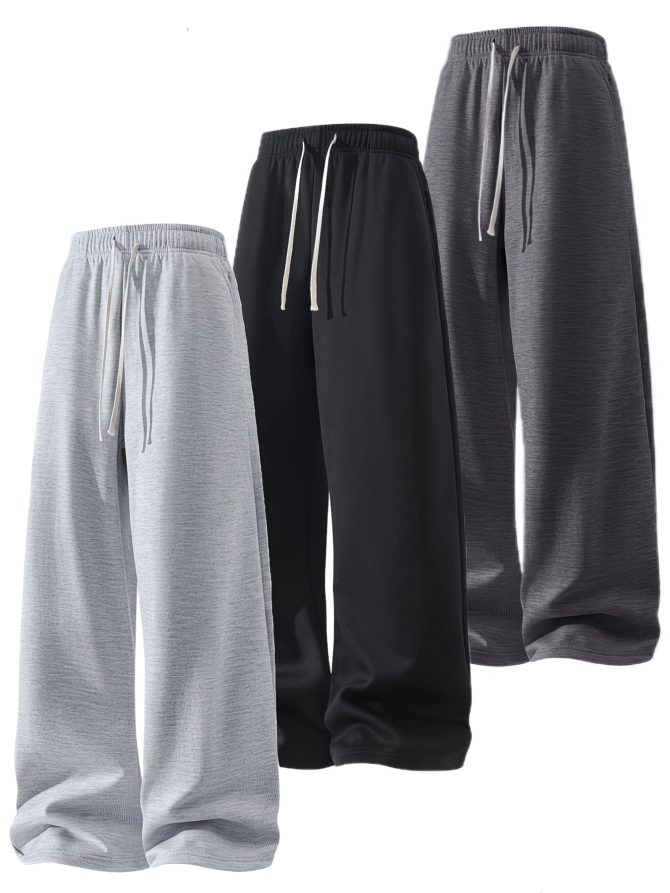 3pcs Spring And Summer Trendy Versatile Long Pants [Soft Joggers] Sizes Run Large, It Is Recommended to Choose One Size Smaller. Women's Soft Joggers - Loose Fit, Elastic Waistband with Drawstring, Double Side Pockets - Machine Washable