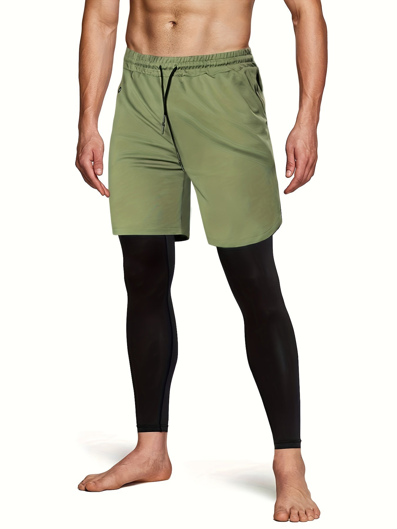 Set of 2 Men'S 2-In-1 Running And Workout Pants Designed for Gym Use, Featuring a Towel Loop
