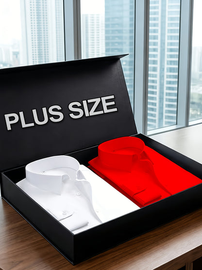 2pcs Set Of Men'S Plus-size Long-sleeve Shirts, 2XL To 6XL Size Shirts For Chubby Men, Versatile Plus-size Shirts For Daily Commuting, Summer Cool Shirts, Easy-care Wrinkle-resistant Plus-size Business Shirts, Gifts For Family