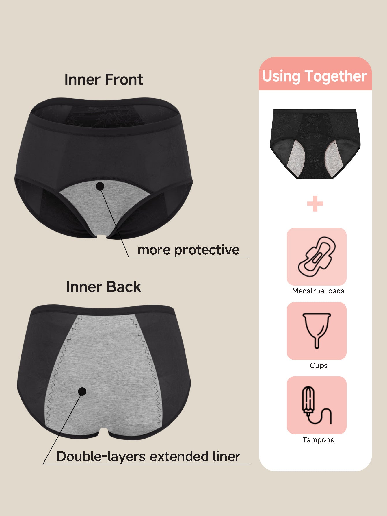 6pcs Women's High waisted Floral Jacquard Pattern Contoured Underpants with - product view 8