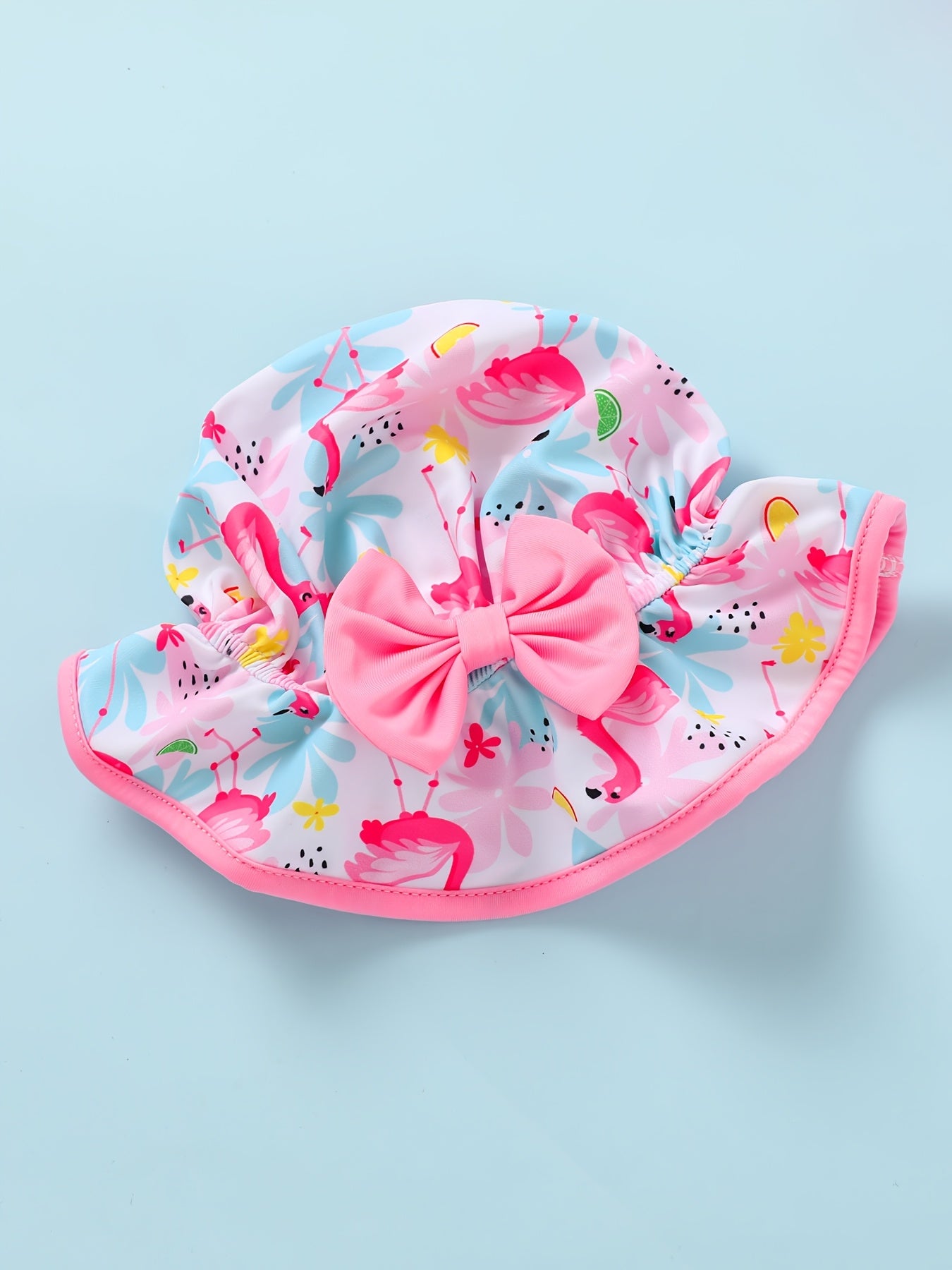 Baby Girl Swimsuit One-Piece Long Sleeved Sunscreen Suit with Hat Set Zipper Swimsuit Cute Strawberry Flower Mermaid Flamingo Beach Outfit