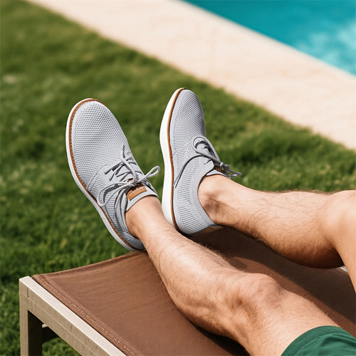 Men's KnitFlex Breeze Mesh Sneaker Oxford Lace-Up Lightweight Casual Athletic Walking Shoes Father's Day Gift