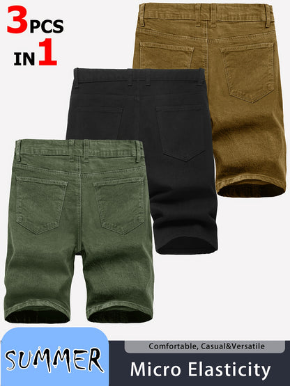 3-pack Men'S Jeans - Trendy Ripped Denim Shorts - Stylish, Versatile, Slim Fit, Casual Pants - New - Perfect For Outdoor Camping And Sports