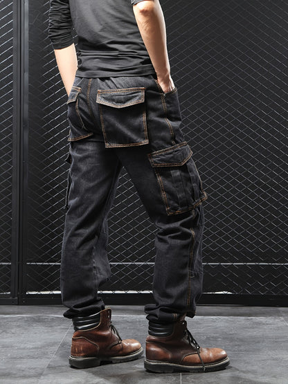 Men's Straight Leg Jeans - Classic Wash Utility Pocket